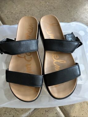 Sam Edelman Black Platform Double-Strap Slides